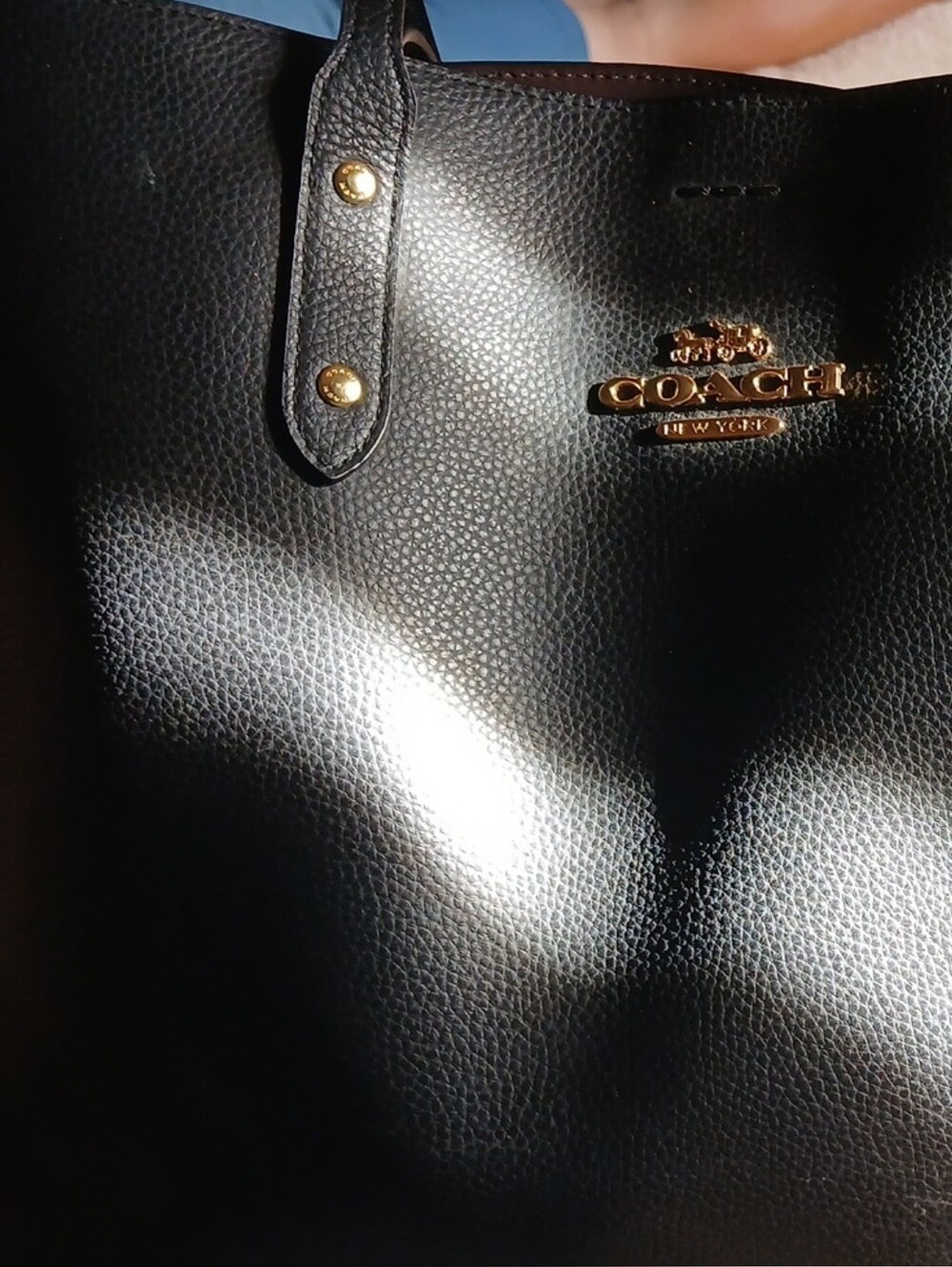 Coach Black Pebbled Leather Tote with Gold Logo Hardware